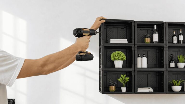 Transformez 5 caisses en plastique en une étagère de rangement pratique !